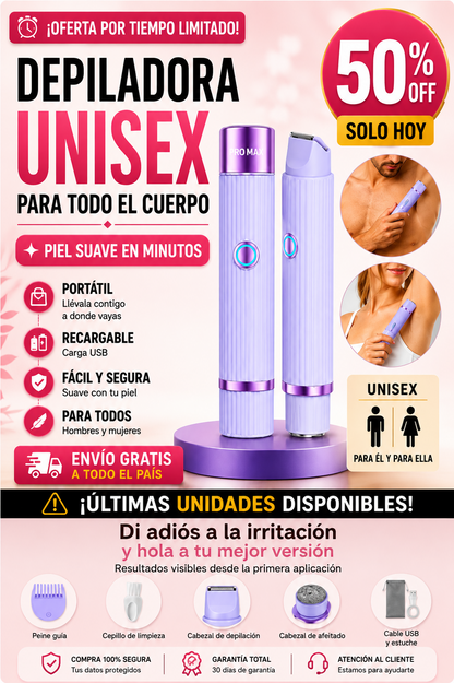 DEPILADORA 2 EN 1 PRO MAX UNISEX -🏆Producto innovador del 2026🏆- CON 50% DE DESCUENTO