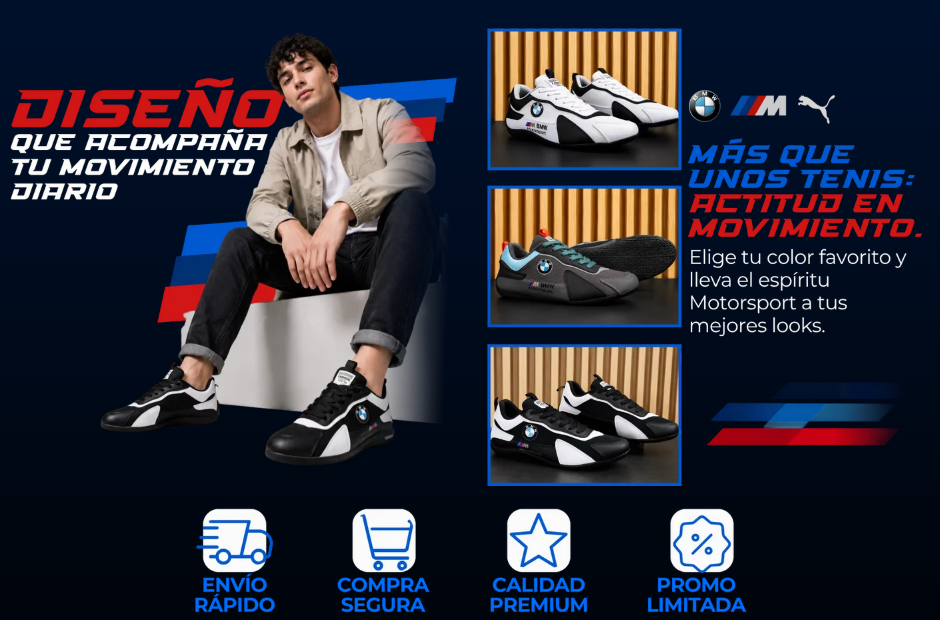 TENIS ORTOPEDICO BMW MOTORSPORT - NUEVO LANZAMIENTO - CON 80% DE DESCUENTO